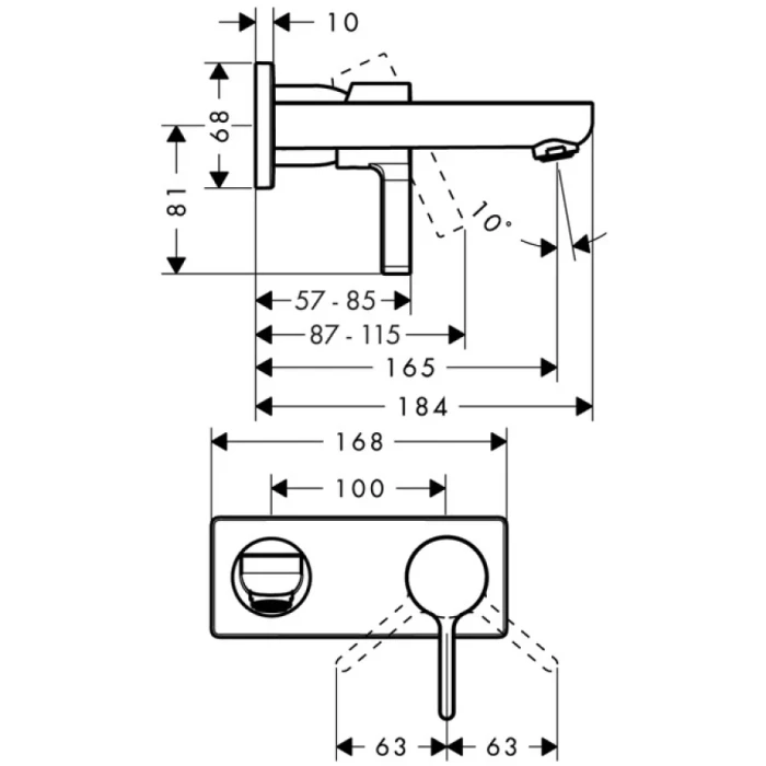 Hansgrohe смеситель для раковины, однорычажный, излив 165 мм, Metris S, хром арт. 31162000
