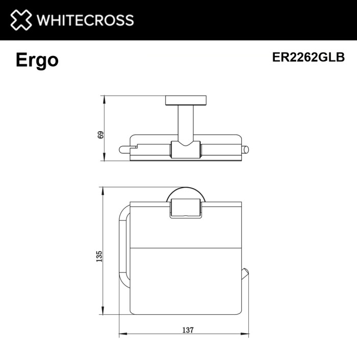 Держатель туалетной бумаги, Whitecross Ergo gold brushed, брашированное золото арт. ER2262GLB