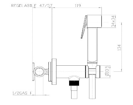 Bossini гигиенический душ со смесителем золото, paloma brass, золото арт. e37005b.021