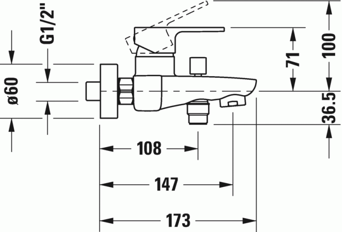 Duravit однорычажный смеситель для ванны, b.3, b35230000010 цвет: хром