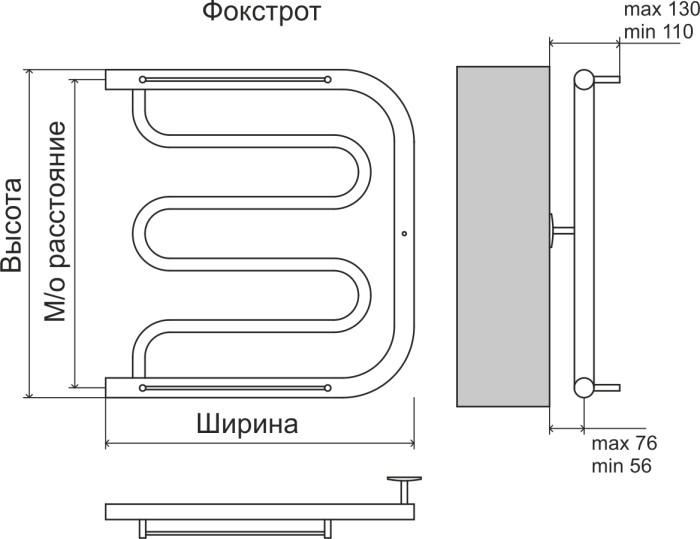 Terminus водяной полотенцесушитель фокстрот aisi 32х2 600х600, эконом арт. 4620768880919