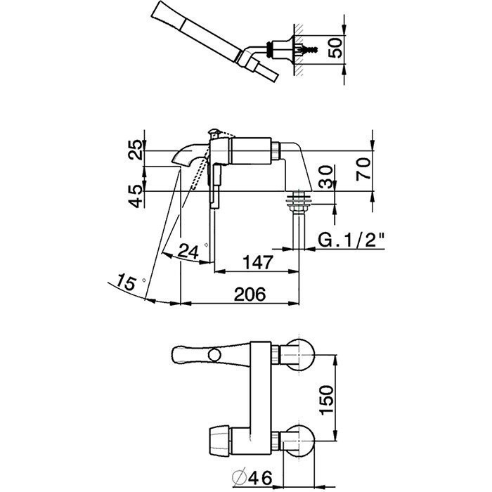Cisal смеситель для ванны однорычажный, с душевым комплектом ch0000647c cherie, цвет: золото