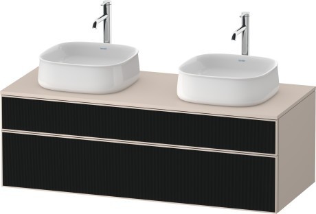 Duravit тумба подвесная под две раковины 550 мм х 1300 мм х 442 мм, zencha, ze4823b63830000 цвет: чёрное стекло/серо-коричневый суперматовый