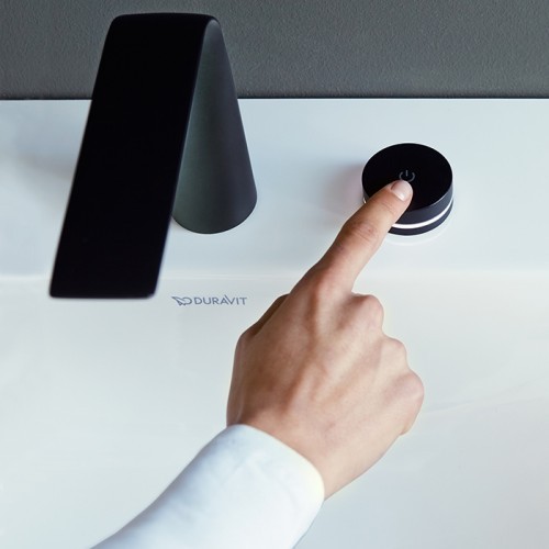 Duravit электронный смеситель для раковины на два отверстия, с питанием от сети, d.1, d11100007046 цвет: черный матовый