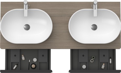 Duravit тумба подвесная под две раковины 1400 мм х 550 мм и открытой полкой, d-neo, de4950b3535 цвет: дуб терра