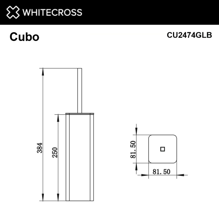 Ершик для унитаза, напольный, Whitecross Cubo gold brushed, брашированное золото арт. CU2474GLB