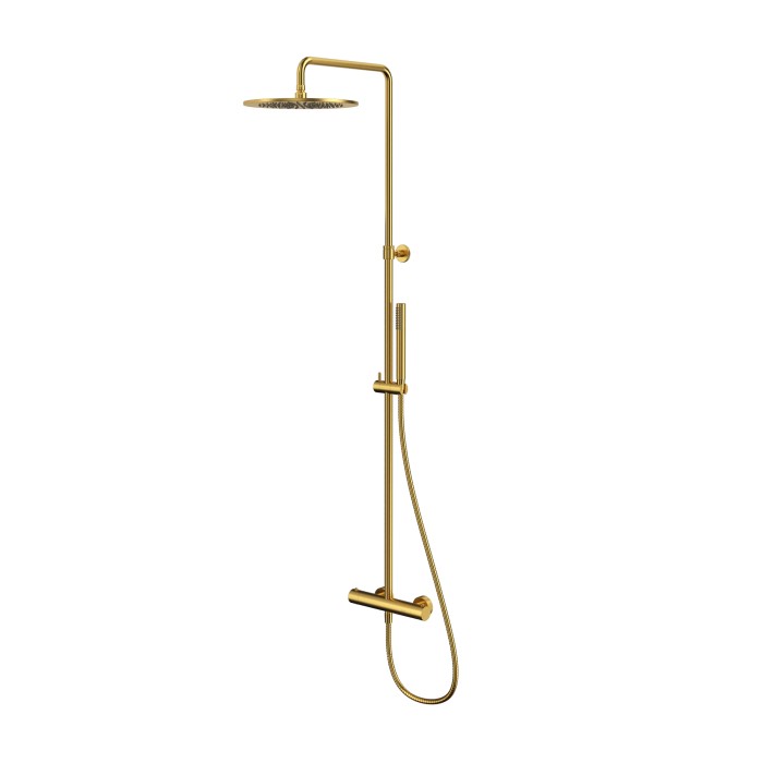 Термостатическая душевая система наружного монтажа, Whitecross Y brushed gold, брашированное золото арт. Y1254GLB
