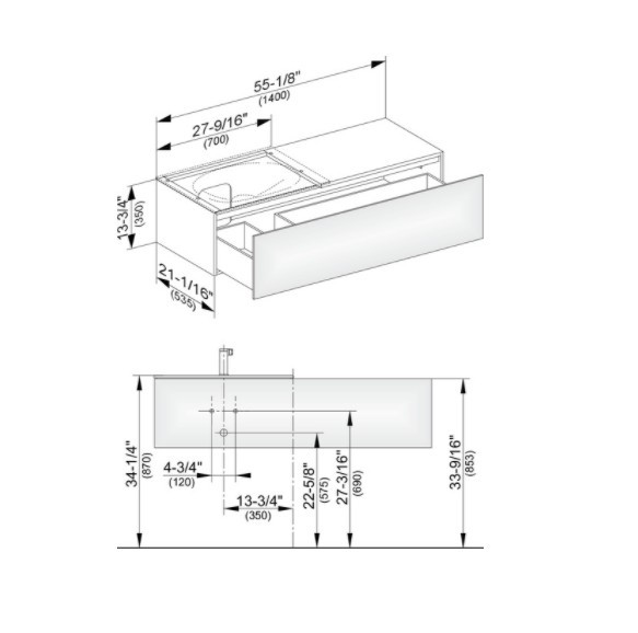 Keuco тумба подвесная под раковину слева с одним выдвижным фронтом, с внутренней светодиодной подсветкой, edition 11, черный арт. 31165 330100