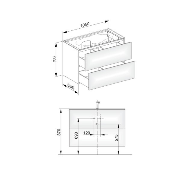 Keuco тумба подвесная под раковину с двумя выдвижными фронтами, edition 11, табачный дуб арт. 31352 850000