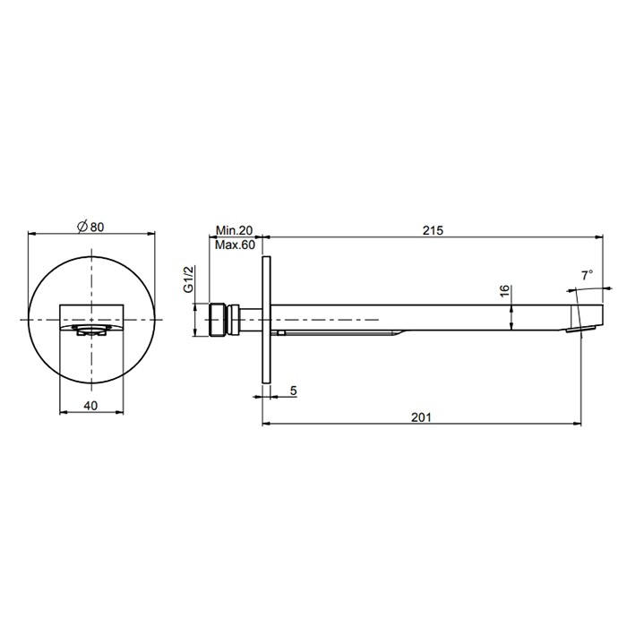 Fima Carlo Frattini излив для ванны 20см., настенный nomos go, хром арт. f2456cr