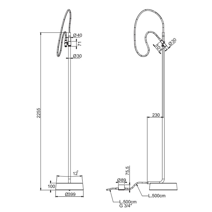 Fima Carlo Frattini душевая колонна с одним выходом ingiro outdoor, нержавеющая сталь арт. f5972inox