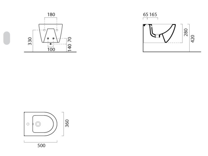 GSI Биде подвисное 36х50 см, cenere matte, Color-elements - 8864117