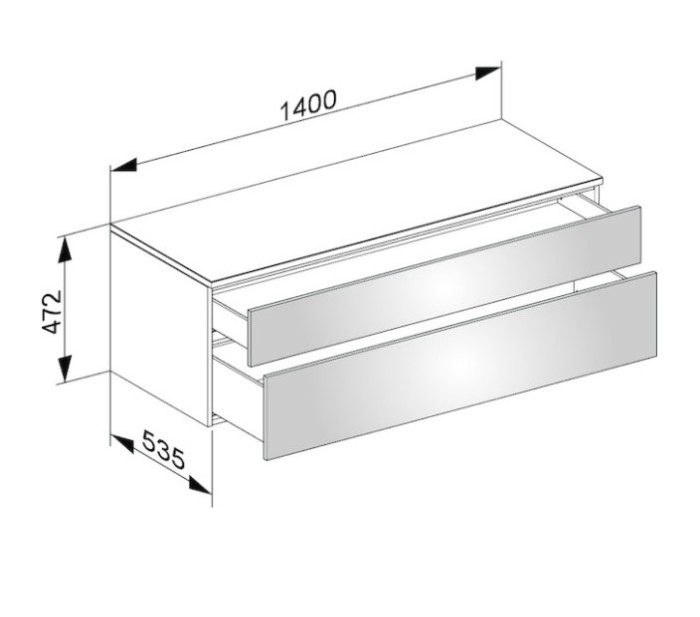 Keuco тумба боковая подвесная с двумя выдвижными фронтальными ящиками антарцит, edition 400, антрацит арт. 31763 390000