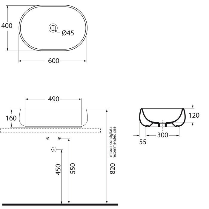 Azzurra Раковина 40x60 NUVOLA, NULA06040000BI/(NUV200/AP6 bi)*0 цвет: белый