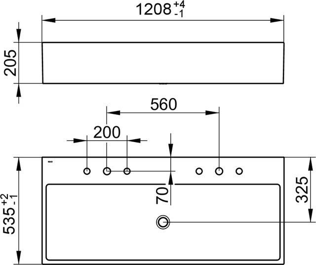 Keuco раковина двойная подвесная из минерального литья с 3 отверстием под смесители альпийский, edition 90, белый альпийский арт. 39081 311206