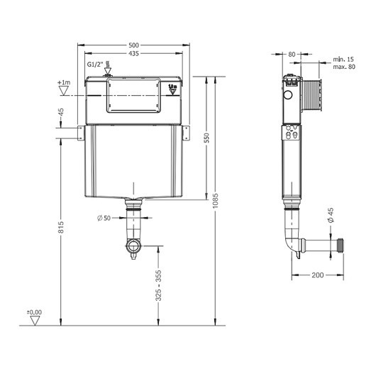 ArtCeram смывной бачок скрытого монтажа, 700.100