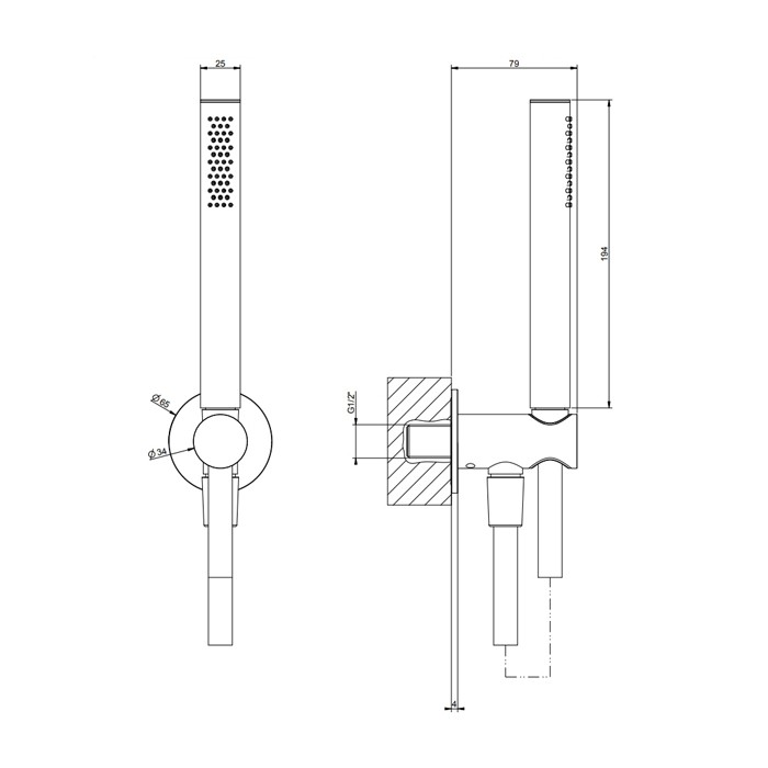Gessi Душевая лейка с держателем, шлангом 150см., 316, 54023#299 цвет: black xl