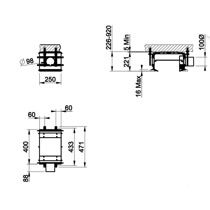 Gessi Профиль линейный 250 мм, с подготовкой под систему ОВиК/HVAC, Binario, 61031#299 цвет: black xl