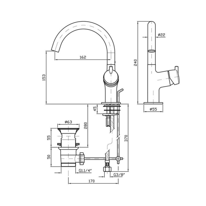 Zucchetti однорычажный смеситель для раковины на 1 отверстие, simply beautiful, хром арт. zsb249