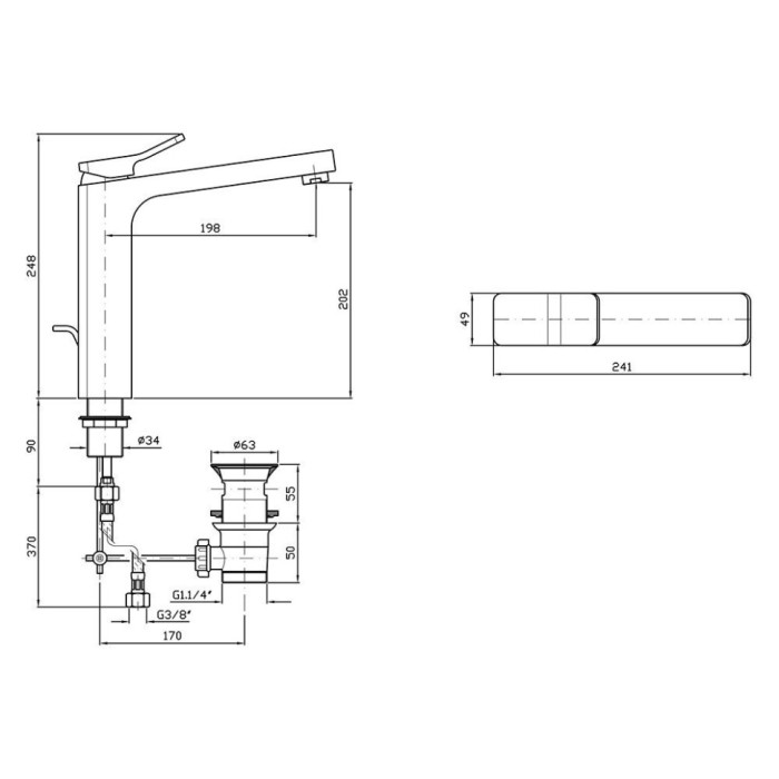 Zucchetti однорычажный смеситель для раковины на 1 отверстие с донным клапаном, soft, хром арт. zp7232