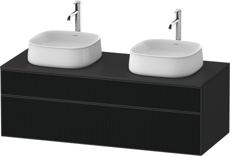 Duravit тумба подвесная под две раковины 550 мм х 1300 мм х 442 мм, zencha, ze4823b63800000 цвет: чёрное стекло/графит суперматовый