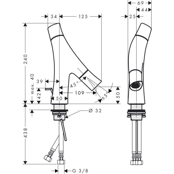 AXOR смеситель для раковины, Starck Organic, черный арт. 12014340