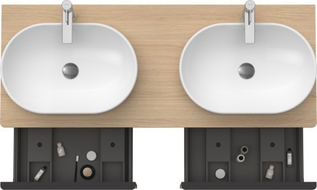 Duravit тумба подвесная под две раковины 1400 мм х 550 мм и открытой полкой, d-neo, de4950b3030 цвет: натуральный дуб