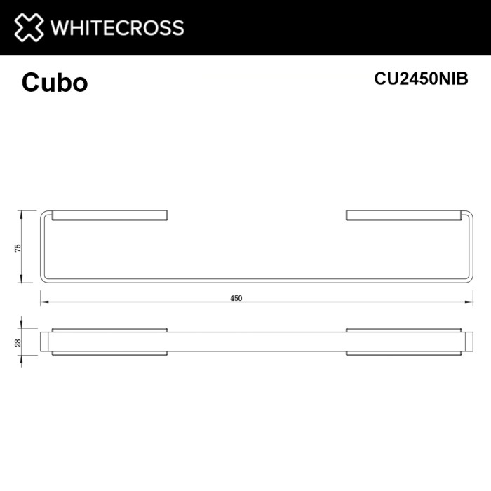 Полотенцедержатель 450 мм., Whitecross Cubo nickel brushed, брашированный никель арт. CU2450NIB