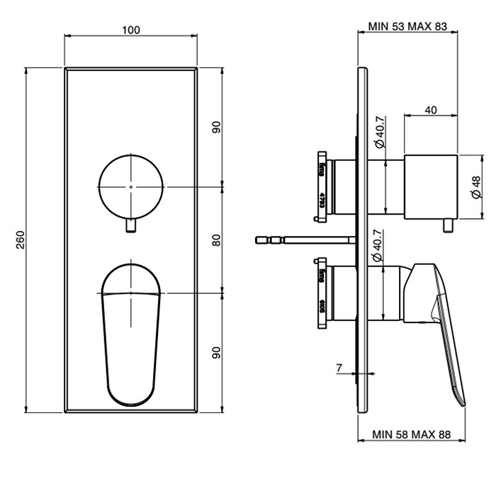 Fima Carlo Frattini смеситель для душа, встраиваемый, с переключателем на 2/3 источника, spot, черный арт. f3009x6ns