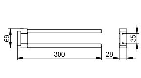 Keuco держатель для полотенца двойной 300 мм, plan, черный матовый арт. 14919 370000