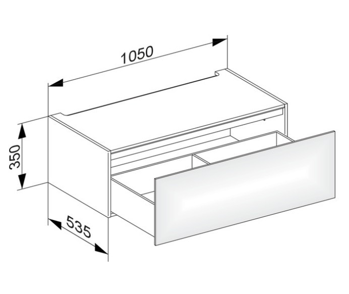 Keuco модуль нижнего шкафа для встройки снизу, с одним выдвижным ящиком, с внутренней светодиодной подсветкой, edition 11, черный арт. 31312 570100