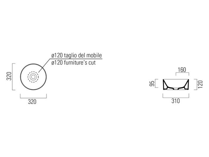 GSI Раковина накладная 32х32х12 см, глянцевая, санфарфор, Kube-x - 943511