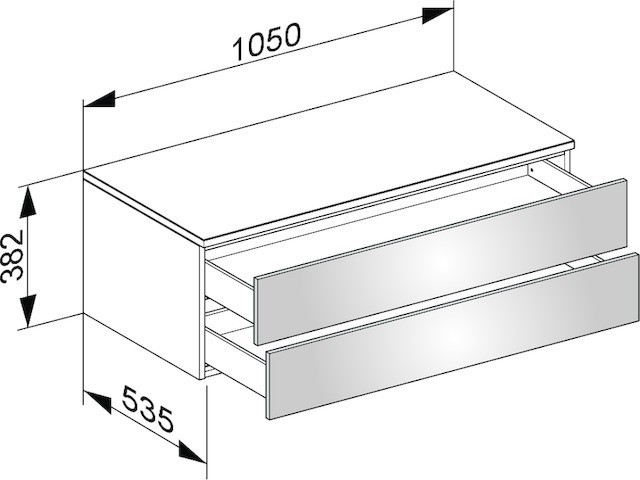 Keuco тумба боковая подвесная с двумя выдвижными фронтальными ящиками, edition 400, трюфель арт. 31752 140000