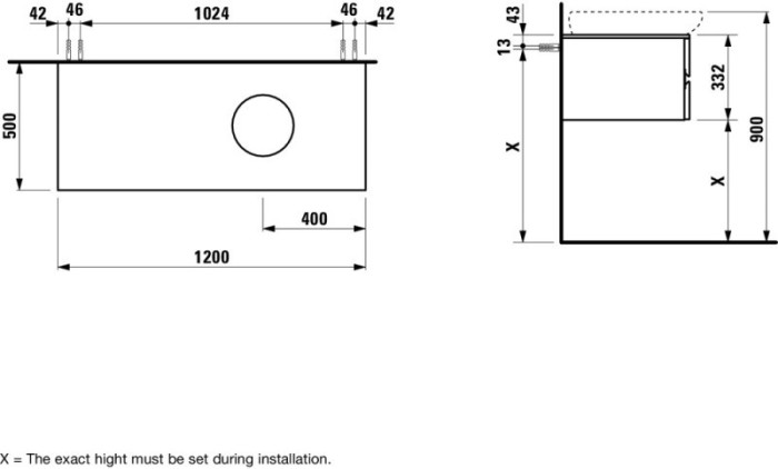 LAUFEN тумба под раковину 1897.1, под дерево, IL BAGNO ALESSI ONE - 4.2412.2.097.630.1