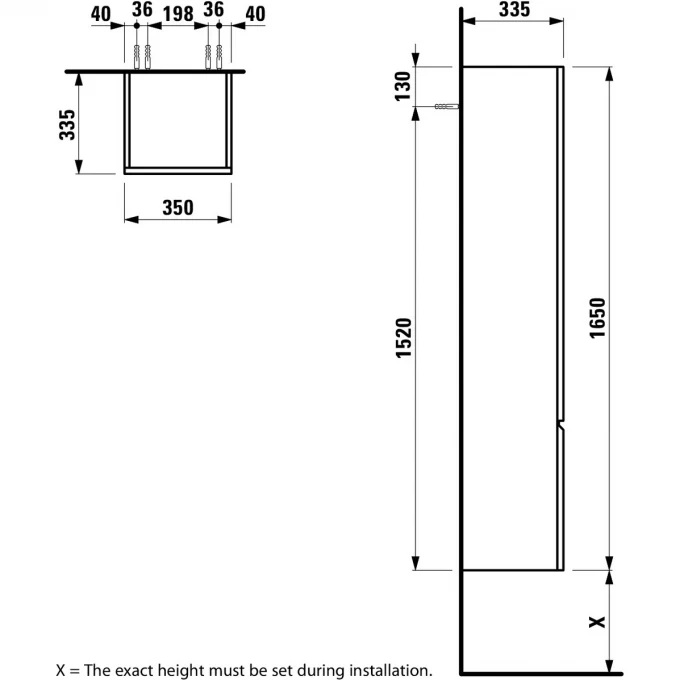 LAUFEN шкаф-пенал 35x165 l, PRO S - 4.8312.1.095.475.1
