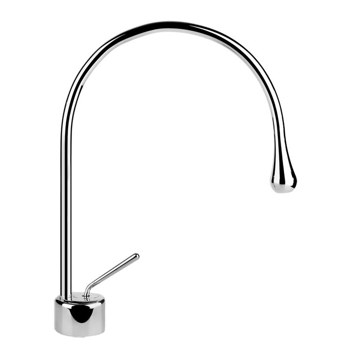 Gessi Смеситель для раковины на 1 отверстие, излив 244мм R=125, с фиксированным носиком, Goccia, 33803#031 цвет: хром