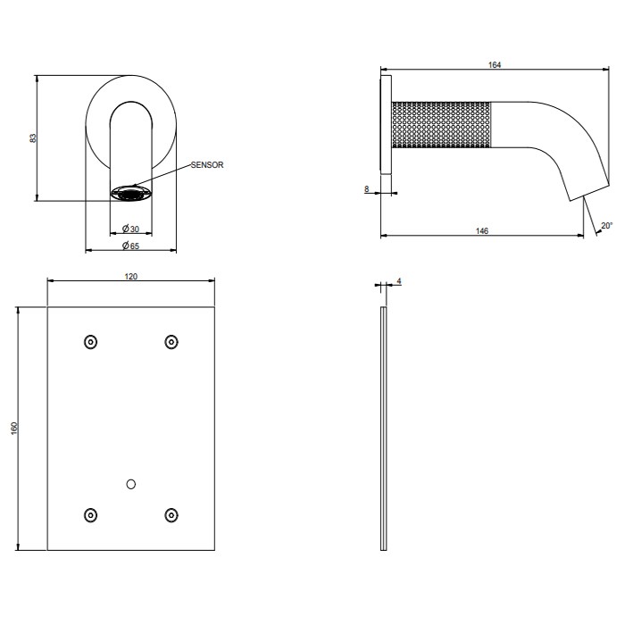 Gessi Смеситель для раковины, настенный, электронный, 316, 54414#239 цвет: steel brushed