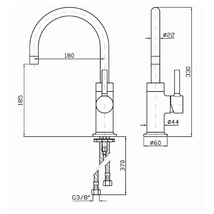 Zucchetti смеситель однорычажный для раковины, с поворотным изливом, pan, хром арт. zp6587