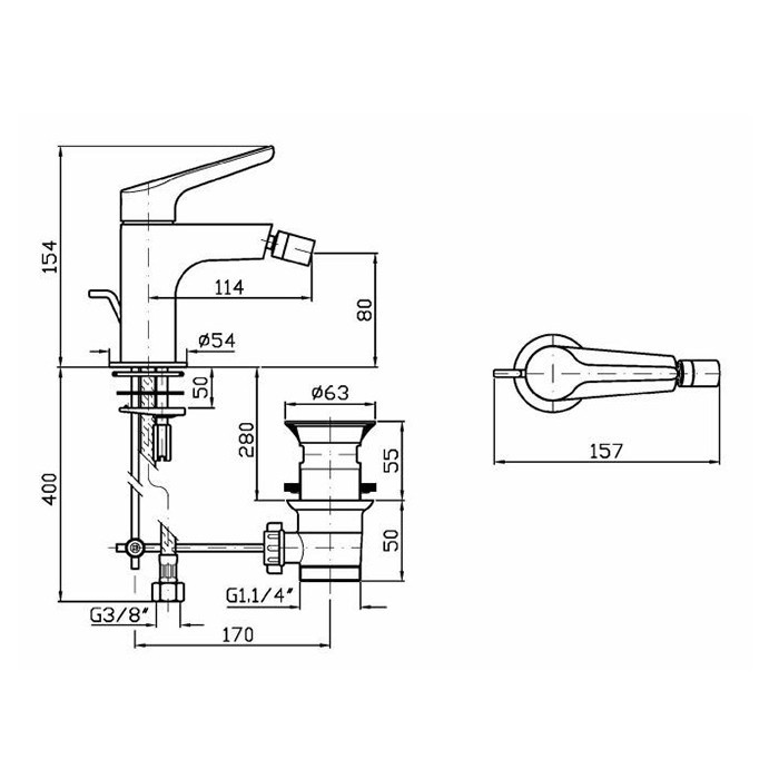 Zucchetti смеситель для биде, на 1 отв., medameda, хром арт. zmm387