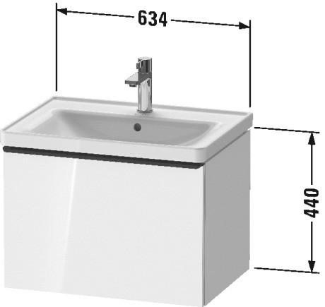 Duravit тумба подвесная под раковину 634 мм х 452 мм, d-neo, de425404343 цвет: базальт матовый