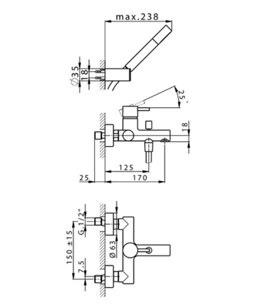 Cisal смеситель для ванны sm00012021 slim cisal, цвет: хром