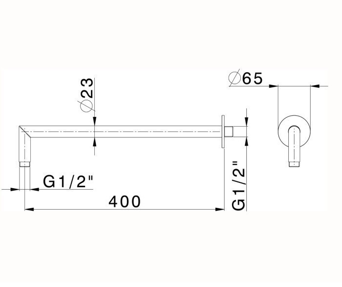 Cisal кронштейн для верхнего душа 400 мм ds013531d1 xion cisal, цвет: нержавеющая сталь