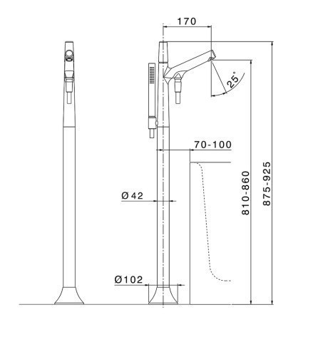 Cisal напольный смеситель для ванны vi01420040 vita cisal, цвет: чёрный матовый