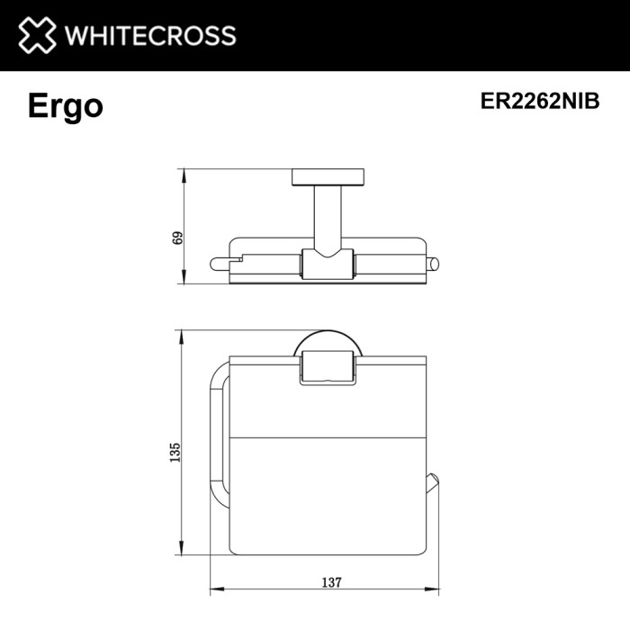 Держатель туалетной бумаги, Whitecross Ergo nickel brushed, брашированный никель арт. ER2262NIB