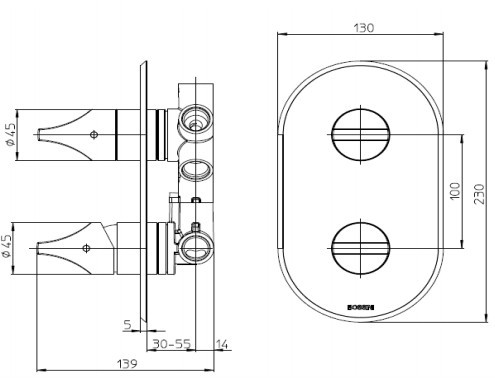 Bossini наружная часть для универсального монорычажного смесителя на два-пять выходов, apice, хром арт. z00501.030