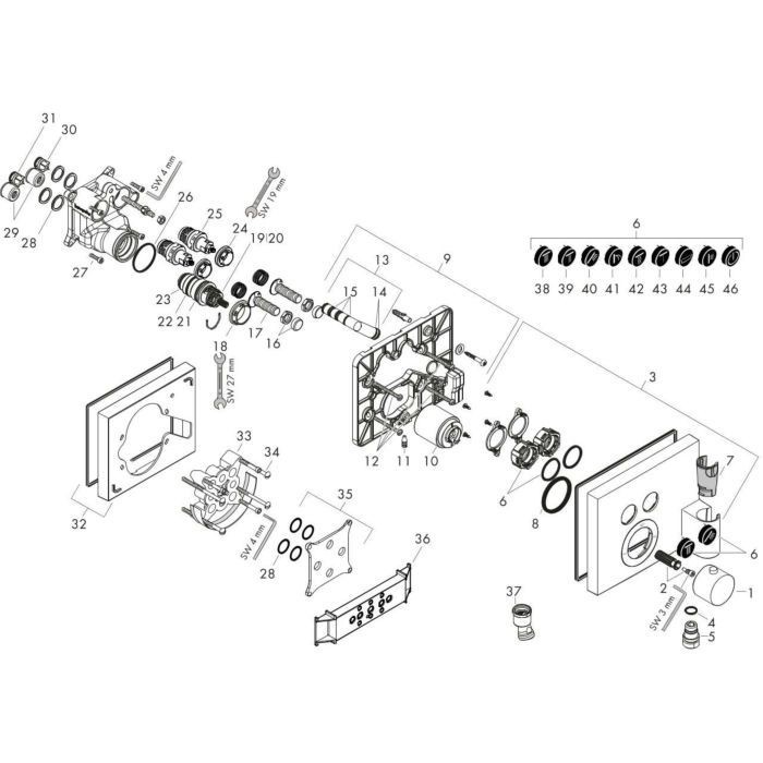 AXOR термостат для душа со шланговым подключением и держателем душа, ShowerSelect, красное золото арт. 36712300