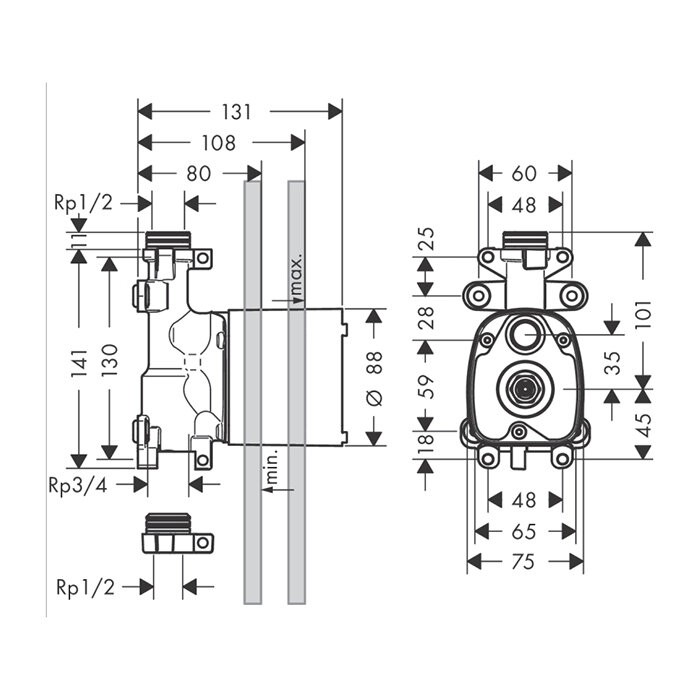 AXOR скрытая часть ручного душа, ShowerSolutions, латунь арт. 10650180