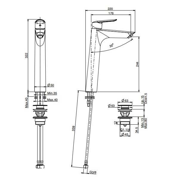 Fima Carlo Frattini высокий смеситель на раковину, spot, хром арт. f3001/hcr