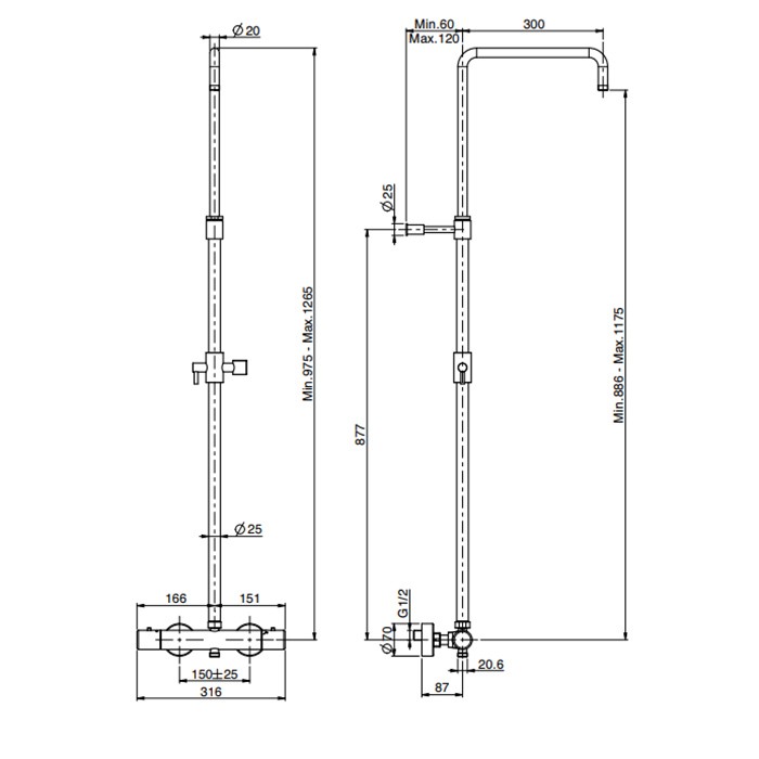 Fima Carlo Frattini душевая стойка: смеситель для душа, внешнего монтажа, с душевой стойкой wellness, хром арт. f3255scr