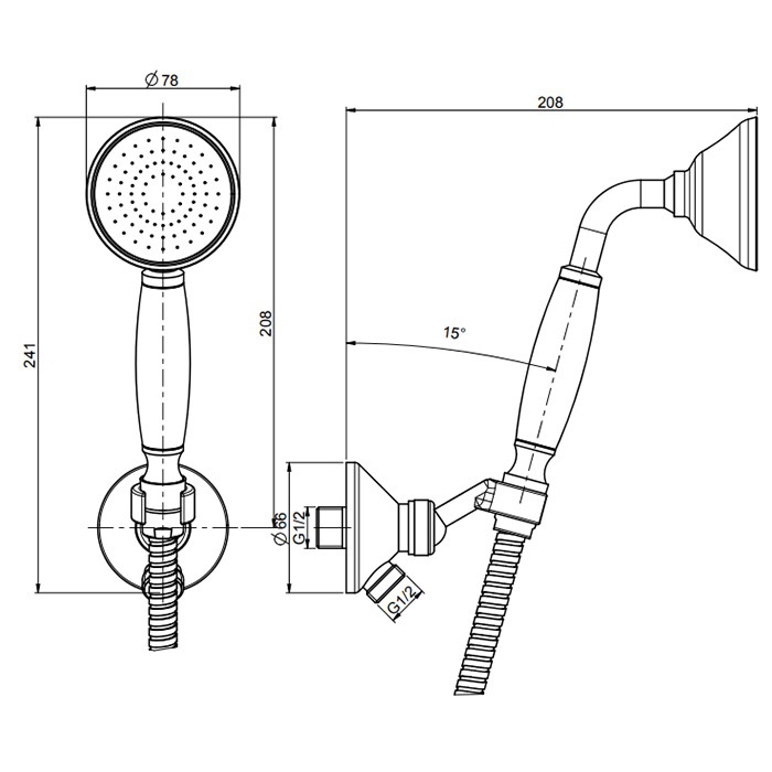 Fima Carlo Frattini душевой комплект с ручным душем, держателем с подводом воды и металлическим шлангом 1500 мм. wellness, хром арт. f2287/7cr